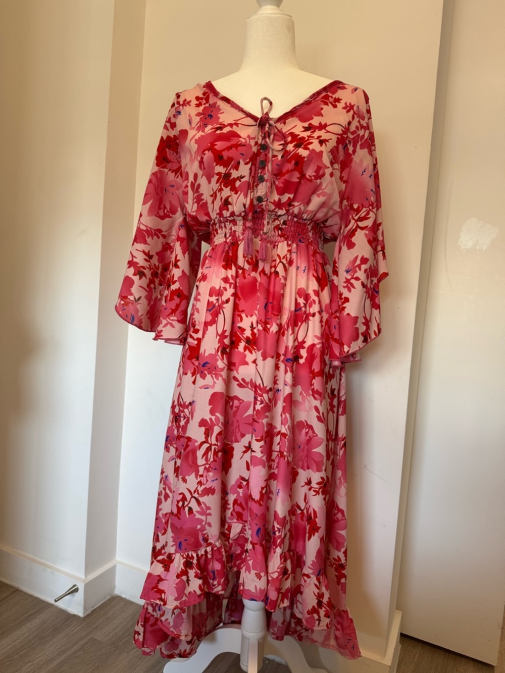 boemo Pink Floral Maxi Dress - Small